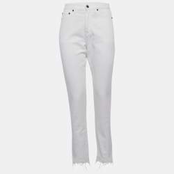 Pre Owned Saint Laurent Paris White Denim Mid-Rise Jeans S/Waist 27"