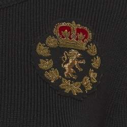 Pre Owned سترة سان لوران باريس شارة شعار مزيج صوف أسود صغير