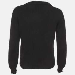 Pre Owned سترة سان لوران باريس شارة شعار مزيج صوف أسود صغير