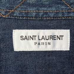 Pre Owned قميص سان لوران باريس دنيم أزرق بتفاصيل رقعة كبير - لارج