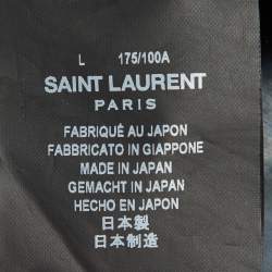 Pre Owned قميص سان لوران باريس دنيم أزرق بتفاصيل رقعة كبير - لارج