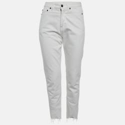 Pre Owned Saint Laurent White Denim Straight Fit Jeans S/Waist 26"