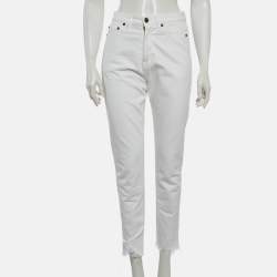 مملوكة مسبقًا Saint Laurent White Denim Straight Fit Jeans S/Waist 26"