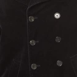 Pre Owned Saint Laurent Black Velvet Double Breasted Peacoat XL