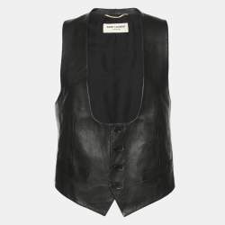 Pre Owned Saint Laurent Black Leather Vest M