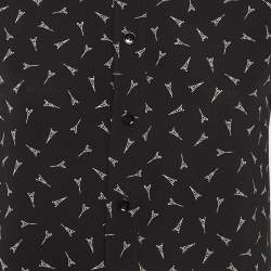 Pre Owned Saint Laurent Paris Black Eiffel Tower Print Silk Shirt S