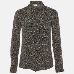 Pre Owned Saint Laurent Paris Black Dots Print Silk Shirt S