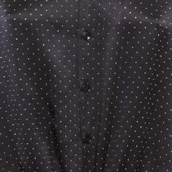 Pre Owned Saint Laurent Paris Blue Studded Satin Tie-Up Shirt M