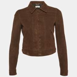 Pre Owned Saint Laurent Brown Nubuck Suede Button Front Jacket S