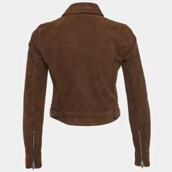 Pre Owned Saint Laurent Brown Nubuck Suede Button Front Jacket S