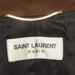 Pre Owned Saint Laurent Brown Nubuck Suede Button Front Jacket S