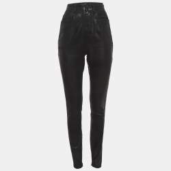 Pre Owned بنطلون جينز سكينّي سان لوران باريس دينم مشعوع أسود مقاس متوسط - الخصر 27"