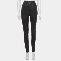 Pre Owned Saint Laurent Paris Black Waxed Denim Skinny Jeans M/Waist 27"