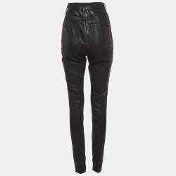 Pre Owned Saint Laurent Paris Black Waxed Denim Skinny Jeans M/Waist 27"