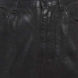 Pre Owned Saint Laurent Paris Black Waxed Denim Skinny Jeans M/Waist 27"