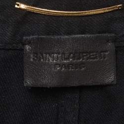 Pre Owned Saint Laurent Paris Black Waxed Denim Skinny Jeans M/Waist 27"
