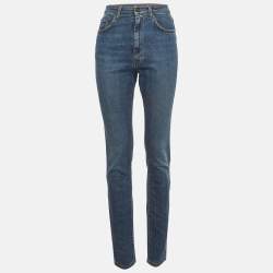 Pre Owned Saint Laurent Paris Blue Denim High Straight Fit XS/Waist 28"
