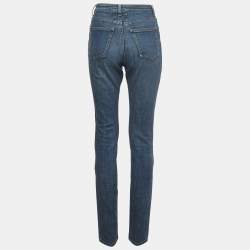 مملوكة مسبقًا بنطلون جينز سان لوران باريس دينم أزرق ساق مستقيمة عالية مقاس صغير - الخصر 28"