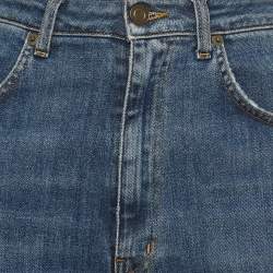 مملوكة مسبقًا بنطلون جينز سان لوران باريس دينم أزرق ساق مستقيمة عالية مقاس صغير - الخصر 28"