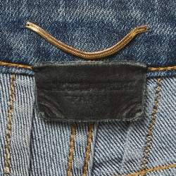 مملوكة مسبقًا بنطلون جينز سان لوران باريس دينم أزرق ساق مستقيمة عالية مقاس صغير - الخصر 28"