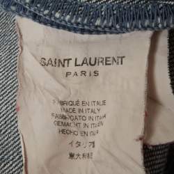 مملوكة مسبقًا بنطلون جينز سان لوران باريس دينم أزرق ساق مستقيمة عالية مقاس صغير - الخصر 28"