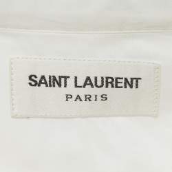 مملوكة مسبقًا قميص سان لوران أبيض قطن طويل الأكمام مقاس متوسط