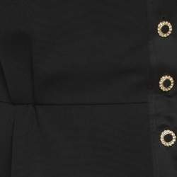 Pre Owned Saint Laurent Paris Vintage Black Tweed Wrap Midi Dress L