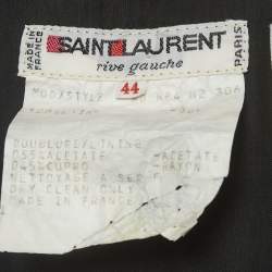 Pre Owned Saint Laurent Paris Vintage Black Tweed Wrap Midi Dress L