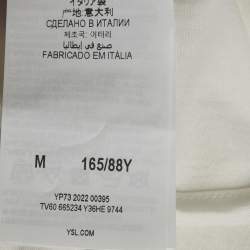 Pre Owned Saint Laurent White Cotton Inverted Logo Printed Cotton Knit T-Shirt M