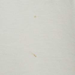 Pre Owned Saint Laurent White Cotton Inverted Logo Printed Cotton Knit T-Shirt M