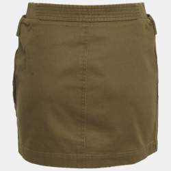 Pre Owned Saint Laurent Paris Olive Green Denim Mini Skirt S