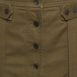 Pre Owned Saint Laurent Paris Olive Green Denim Mini Skirt S