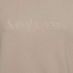Pre Owned Saint Laurent Nude Logo Embroidered Cotton Sweatshirt S