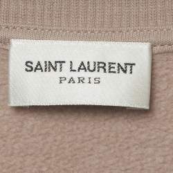 Pre Owned Saint Laurent Nude Logo Embroidered Cotton Sweatshirt S