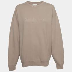 مملوكة مسبقًا Saint Laurent Nude Logo Embroidered Cotton Sweatshirt S