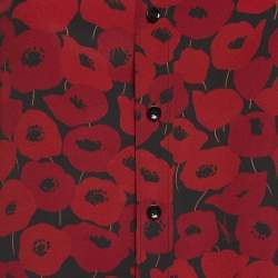 مملوكة مسبقًا Saint Laurent Red Floral Print Silk Long Sleeve Shirt S