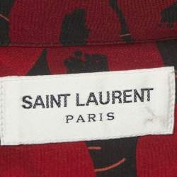 مملوكة مسبقًا Saint Laurent Red Floral Print Silk Long Sleeve Shirt S