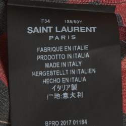 مملوكة مسبقًا Saint Laurent Red Floral Print Silk Long Sleeve Shirt S