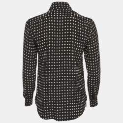 Pre Owned Saint Laurent Paris Monochrome Star Print Crepe Long Sleeve Shirt S