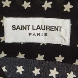 Pre Owned Saint Laurent Paris Monochrome Star Print Crepe Long Sleeve Shirt S