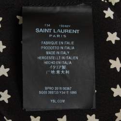 Pre Owned Saint Laurent Paris Monochrome Star Print Crepe Long Sleeve Shirt S