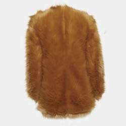 Pre Owned Saint Laurent Paris Brown Faux Fur Open Front Coat S
