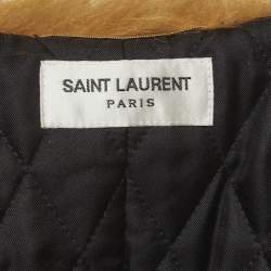 Pre Owned Saint Laurent Paris Brown Faux Fur Open Front Coat S