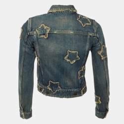 Pre Owned Saint Laurent Blue Denim Distressed Jacket XS