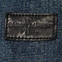 Pre Owned Saint Laurent Blue Denim Distressed Jacket XS