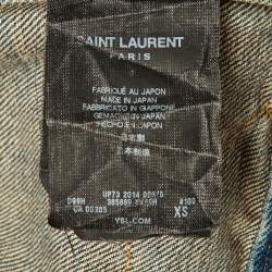Pre Owned Saint Laurent Blue Denim Distressed Jacket XS