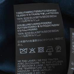 Pre Owned فستان سان لوران باريس حرير أزرق مخضر شعار تفاصيل قصير مقاس صغير (سمول)