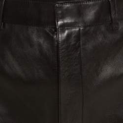 Pre Owned Saint Laurent Paris Black Lamb Leather Shorts L