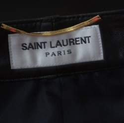 Pre Owned Saint Laurent Paris Black Lamb Leather Shorts L