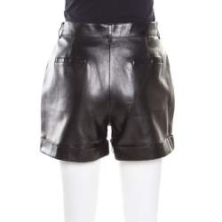 Pre Owned Saint Laurent Paris Black Lamb Leather Shorts L